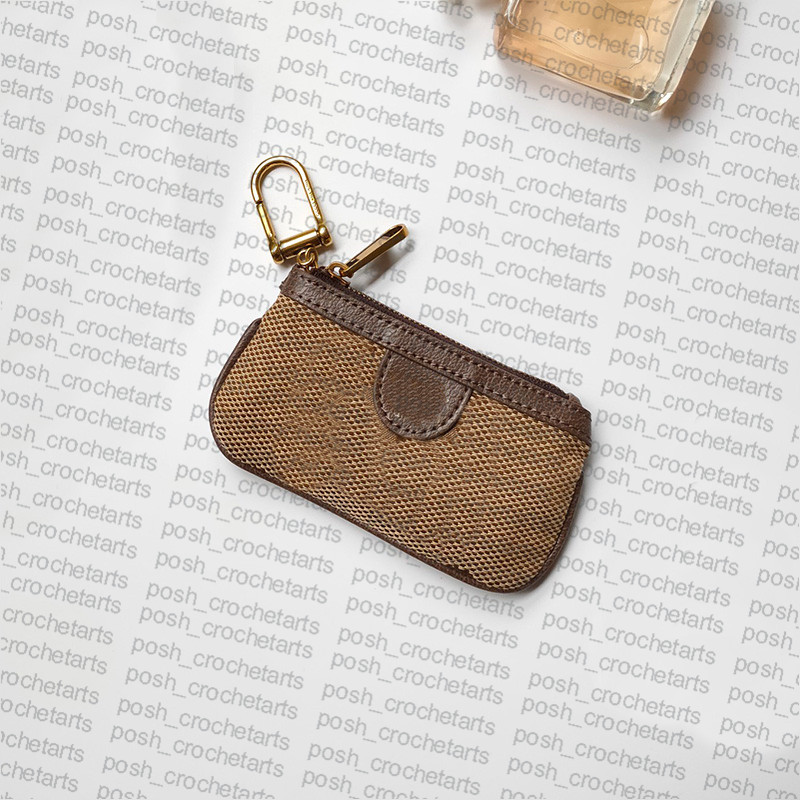 Fashion Key Case Coin Burse vendida com caixa de couro genuíno bolsa zippy de lona revestida de couro para o presente feminino267U