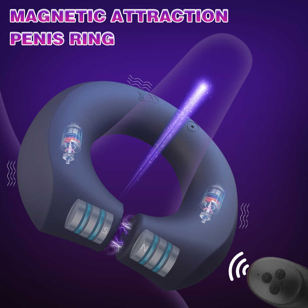 Beauty Items Starker Magnet-Penisring-Vibrator, verzögerte Ejakulation, Penis-Fernbedienung, männlicher Masturbator, gepaart, für Paare, sexy Spielzeug