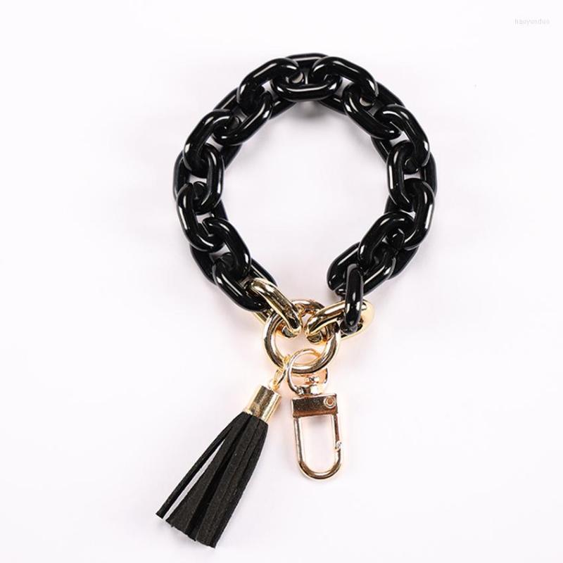 Chaveiros Keychain Mulheres Acessórios Whole Wristlet Bangle Pulseira Bonito Acrílico Link Chain Couro Borla Telefone Charme Key216P