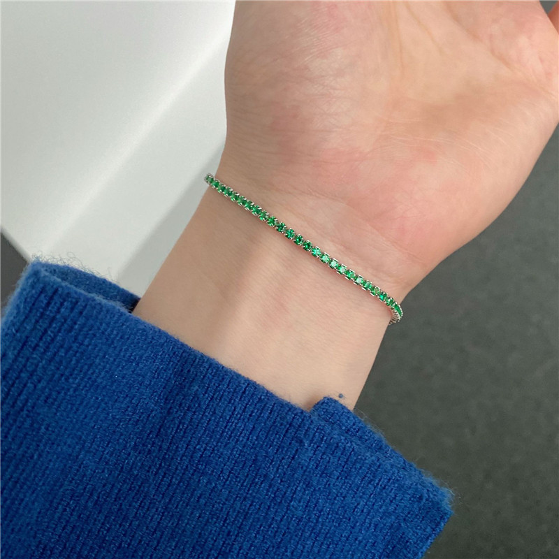 Luxe 2 mm tennisarmband ontwerper voor vrouwen 925 sterling zilveren sieraden wit groen 5A zirkonia diamanten ketting bedel Womens214I