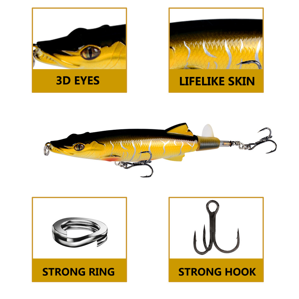 13cm 16g Popper Hook Hard Baits Lures 6 Blood Slot Hooks Mixed Propeller Plastic Fishing Gear BL189408596