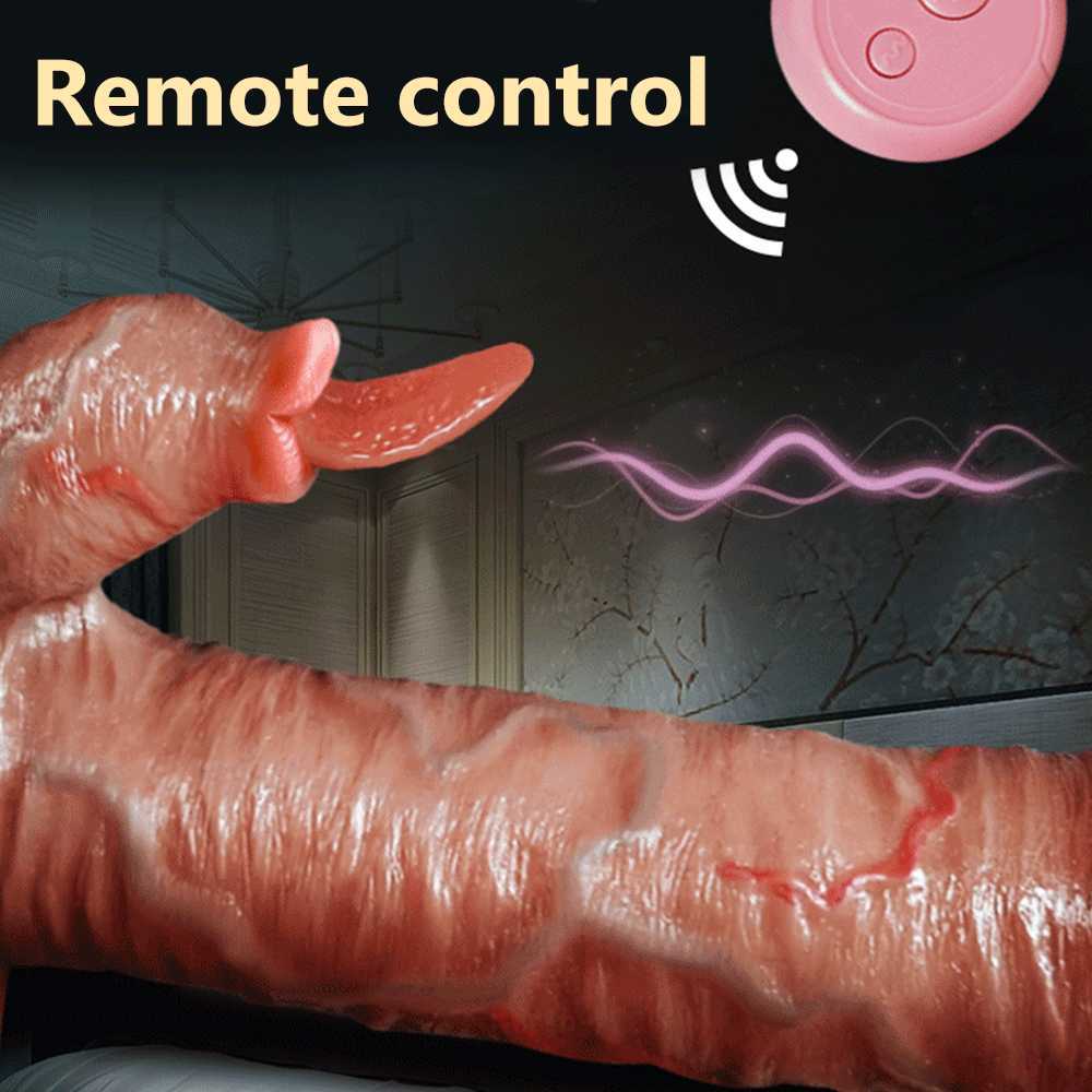 Sk￶nhetsartiklar hudk￤nsla realistiska vibrerande penis teleskopisk sv￤ng tung som slickar enorm dildo silikon sugkopp dildos f￶r kvinnor stor kuk