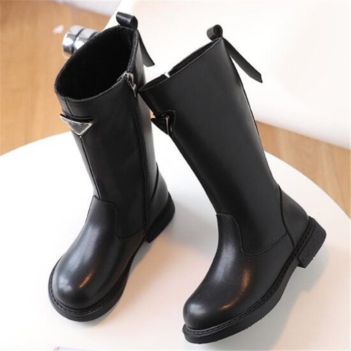 Kids Girl Boots Designer Shoes Rubber Outsole Pu Outdoor Martin Ankle Boot Luxury Children Metal Letters High Boots