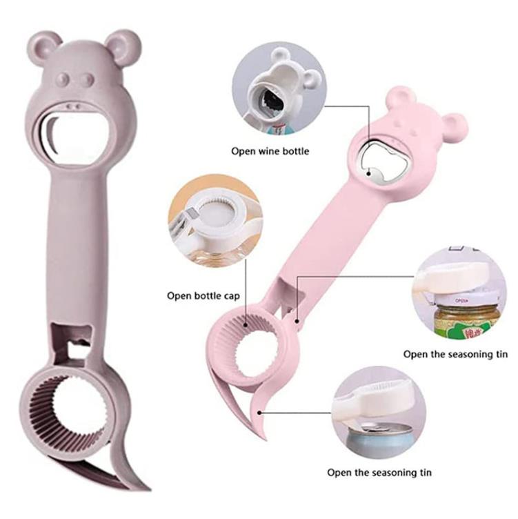 4 In 1 Multi-purpose Bottle Openers Bear Shape Manual Lid Remover Beer Corkscrew Funny Can Jars Openers Kitchen Accessories SN588