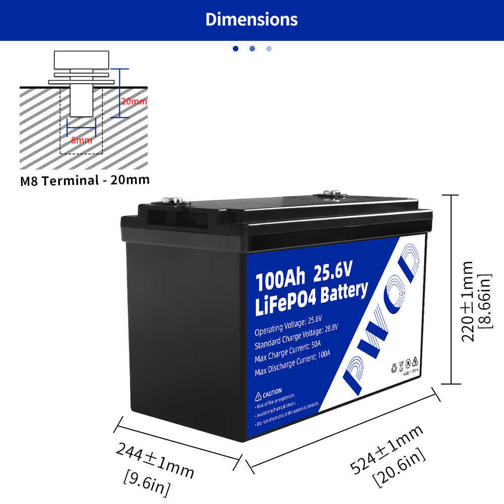 12V 100AH 200AH 24V 100AH LiFePO4 Batteria Grado A Litio Ferro Fosfato Bulit-in BMS Barca A Motore Solare Golf Cart RV EV