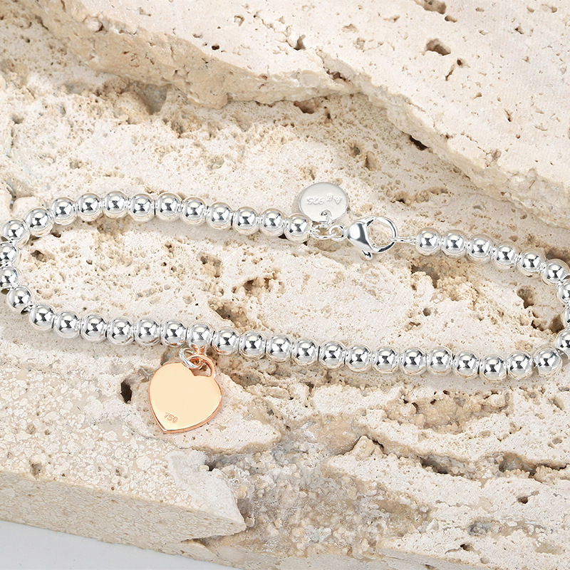 T-Designer Heart charms beaded bracelet Necklace stud earrings sets Women Luxury Brand Jewelry Classic Fashion heart pendant 925 s219G