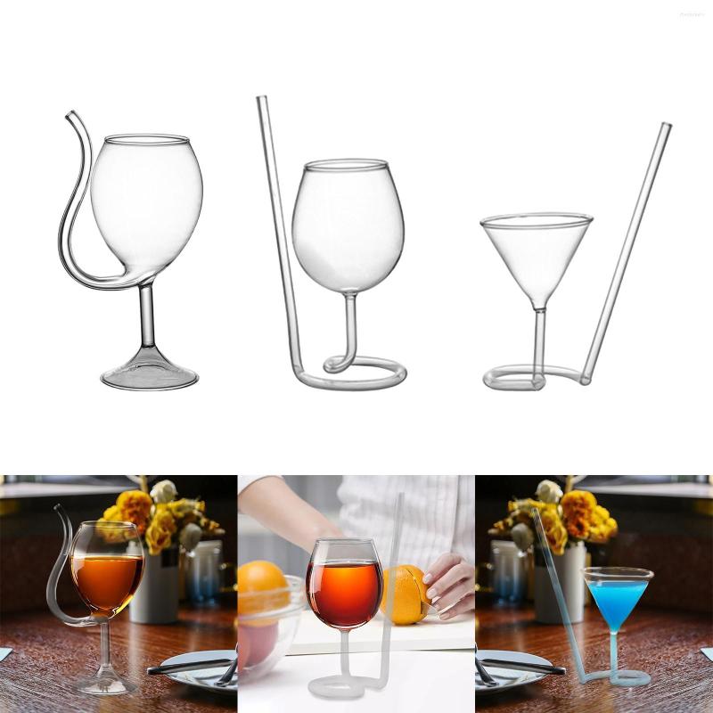 Verres à vin verre à Cocktail Unique, verres à Champagne, café glacé avec gobelet en paille intégré pour la maison et la famille, Bar240R