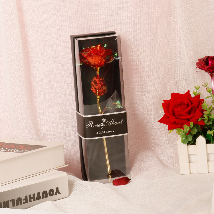 24K Золотая фольга Роза ремесло искусственные цветы с подарочной коробкой День святого Валентина День Матери Подарок День Рождество Рождество