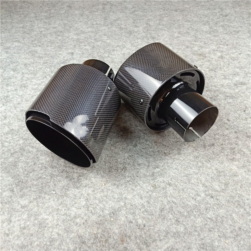 Glossy Exhaust Pipe Car Universal Exhaust Systems Stainless Steel Carbon Tailpipe Outlet 130MM For Akrapovic Nozzles Muffler Tip