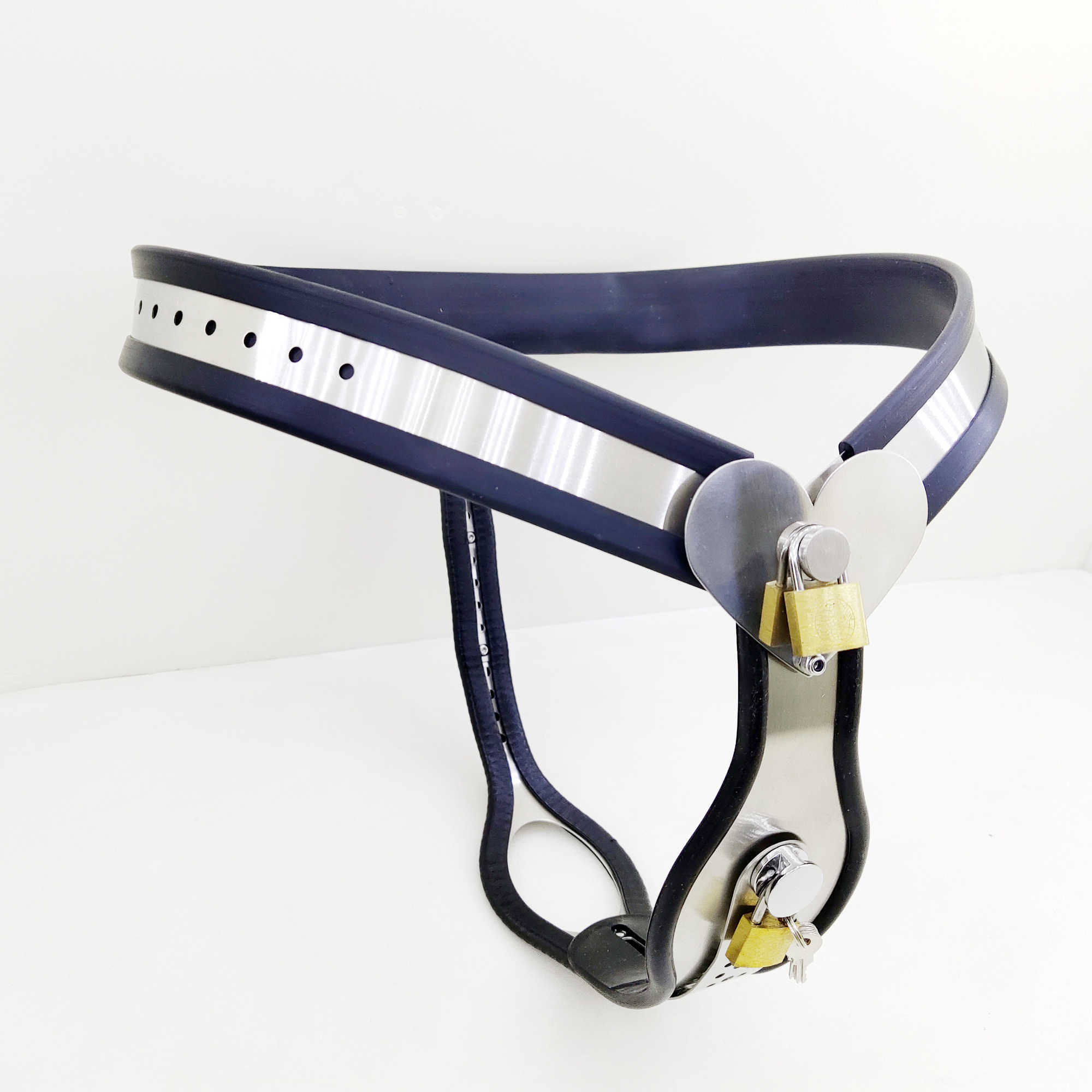 Articles de beauté Manyjoy Femme Coeur T-Type Ceinture de chasteté en acier inoxydable avec plug anal Sous-vêtements BDSM Dispositif de bondage Adulte Jouet sexy