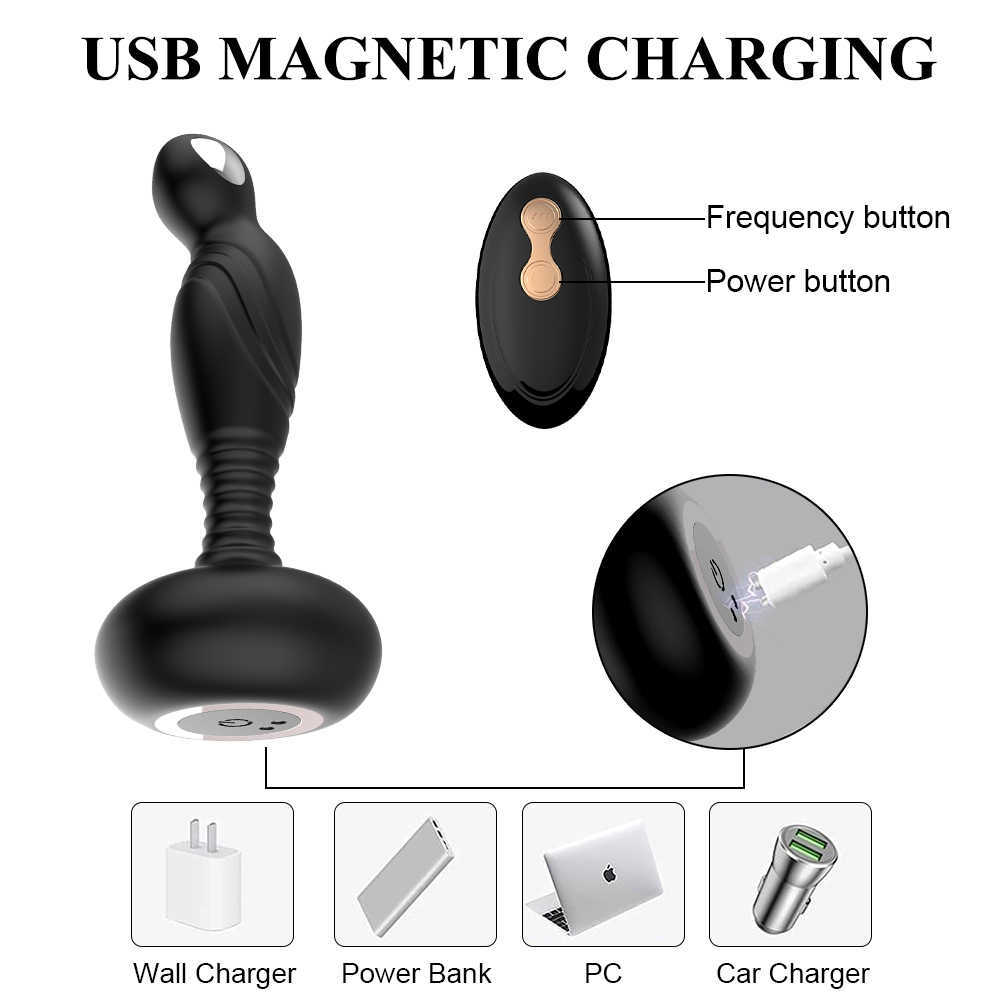 Articoli di bellezza Shock elettrico Vibratore anale Uomini Butt Plug Ano Giocattoli sexy Coulple Massaggio prostatico maschile Masturbazione Buttplug Plugs