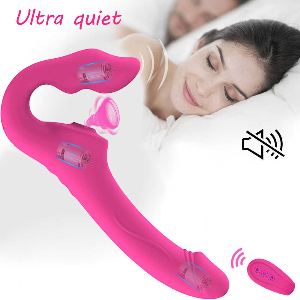 Articoli di bellezza Vibratori con dildo strap-on le donne Ventosa Clitoride Vibratore anale Punto G Vagina Masturbatore femminile Giocattoli sexy coppie Lesbiche