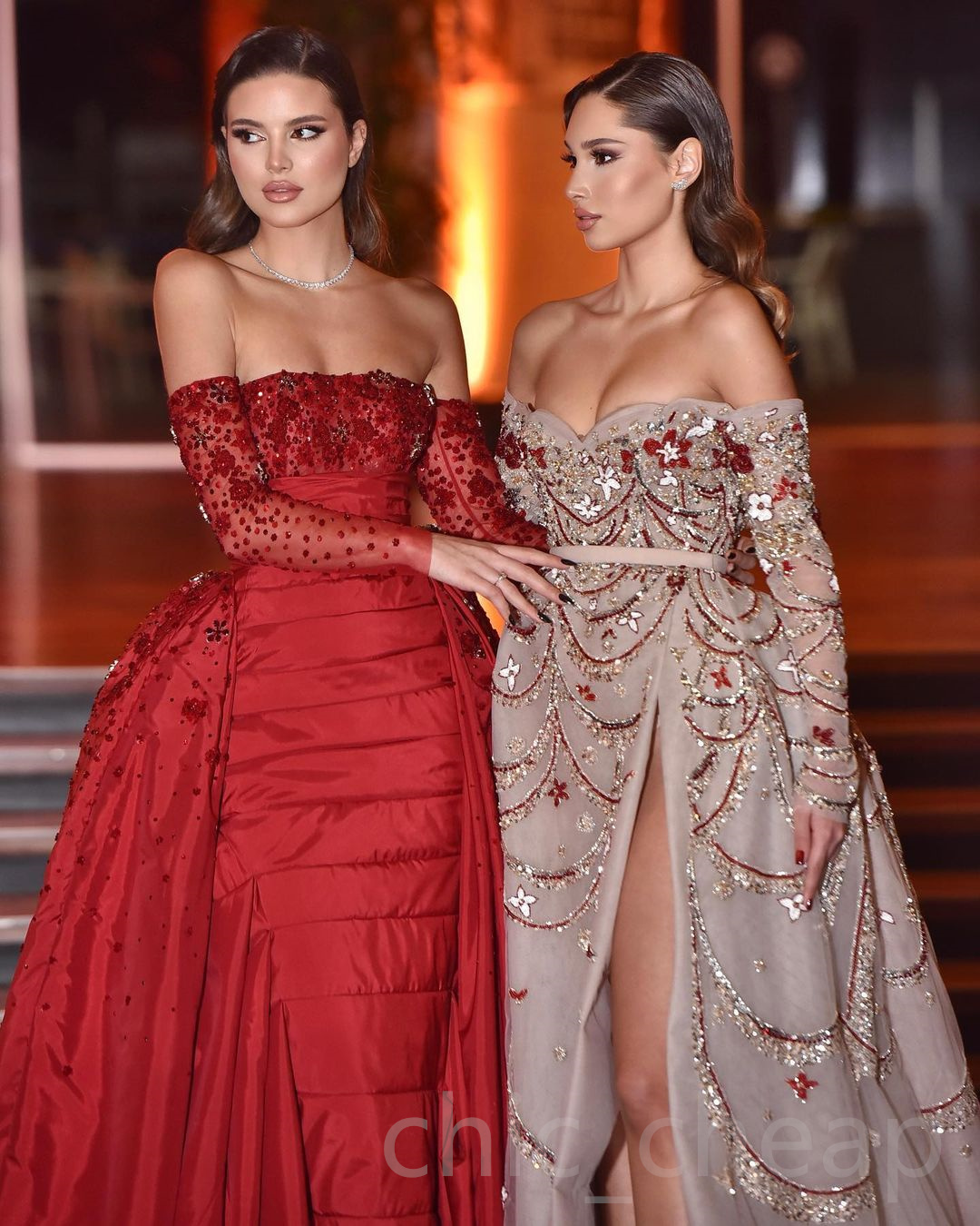 2023 Árabe Aso Ebi Red Mermaid Prom Vestidos de renda com miçangas noturnas elegantes festa formal de segunda recepção Vestidos de noivado de aniversário ZJ045