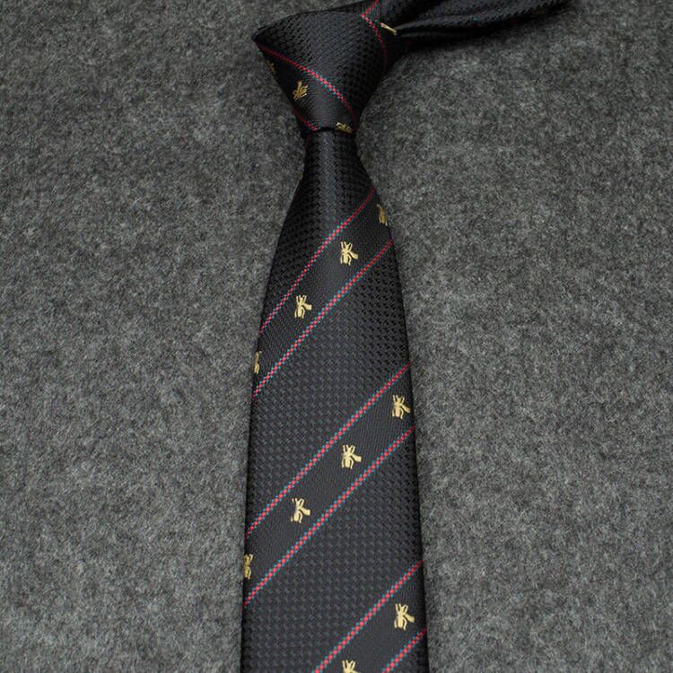 Festa de luxo gravata impressão carta homem gravata alta moda preto gravatas de seda roupas de casamento ornamentos de negócios das mulheres dos homens bo2740