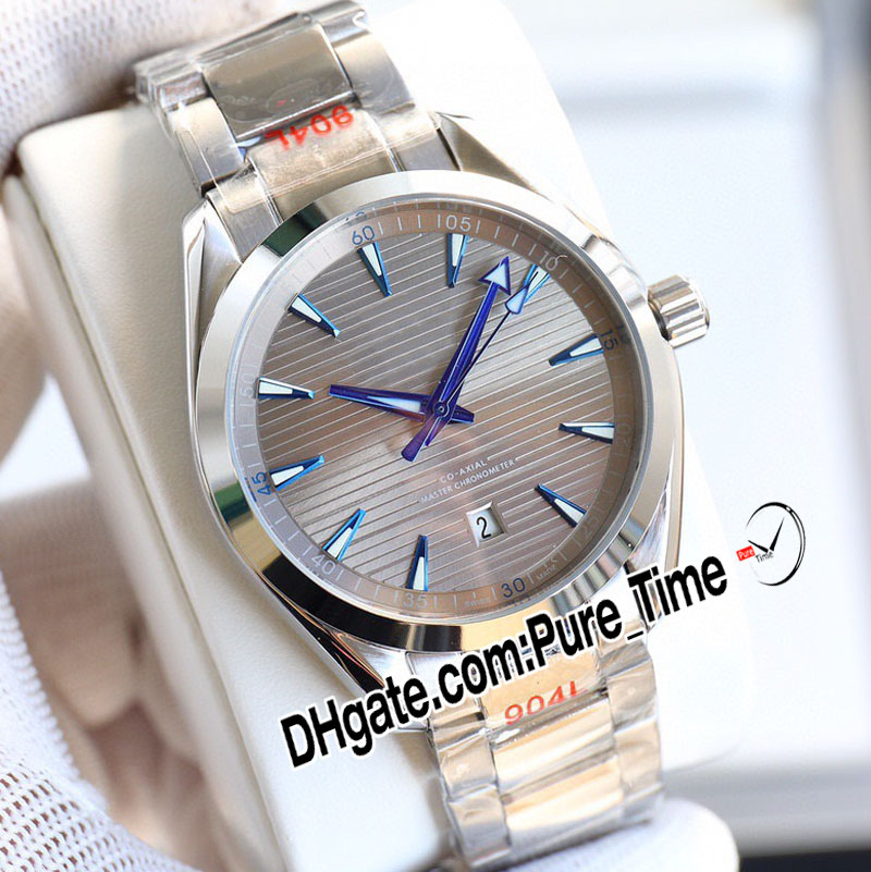 41 mm Aqua Terra 150m A8500 Automatyczne męskie zegarek 220 10 41 21 03 001 Niebieskie Teksturę Dial Stick Bransoletka CNC