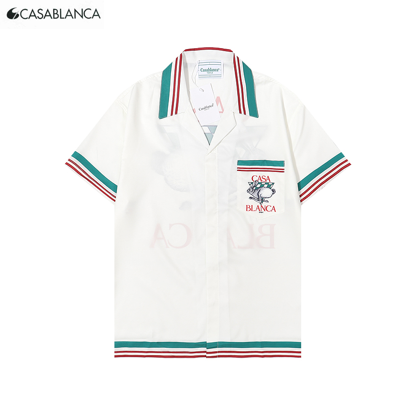 Casablanc-s 22ss デザイナー シャツ マサオ サン プリント メンズ カジュアル シャツ レディース ルーズ シルク シャツ 半袖 高級 tシャツ 高品質 tシャツ サイズ M-3XL