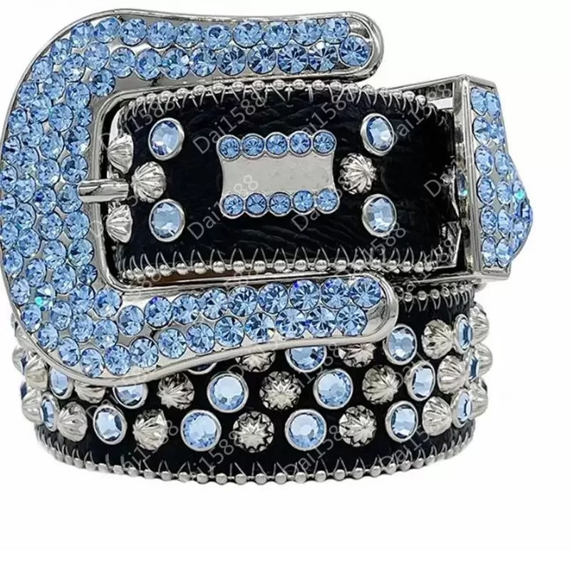Designer Bb-riem Simon-riemen voor heren Dames Glanzende diamanten riem Zwart op zwart Blauw Wit Meerkleurig met bling strassstenen als geschenk321g