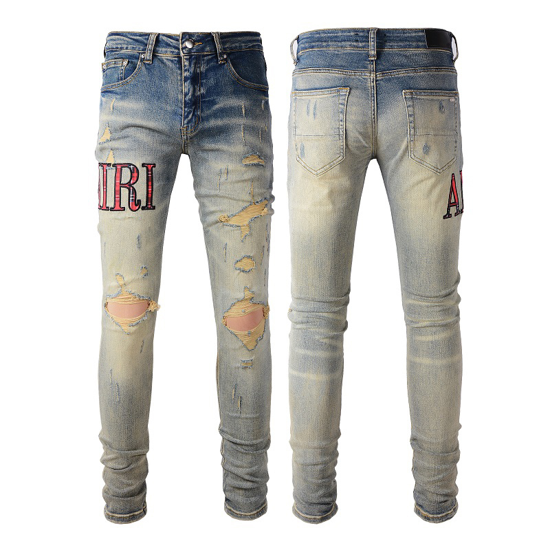 Herenjeans Distressed Motorcycle Biker Jean Rock Skinny Slim gescheurde gatletter Topquality merk Hip Hop denim broek 21SS Maat 28-40 Vijf kleuren