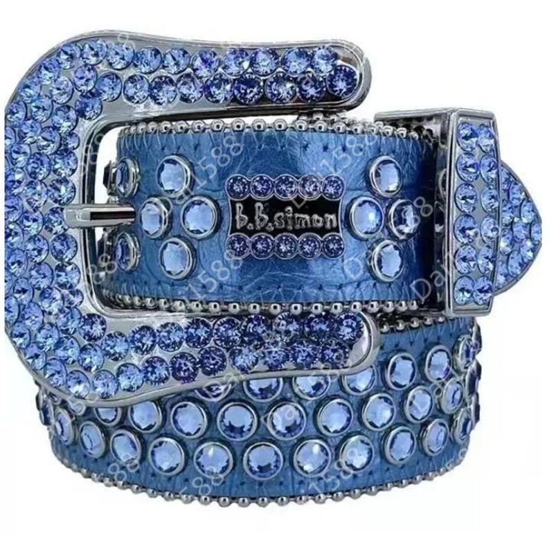 Cintura Bb firmata Simon Cinture uomo Donna Cintura con diamanti lucidi Nero su nero Blu Bianco Multicolor con strass scintillanti come regalo274I