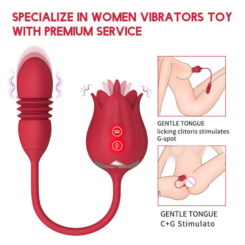 Artículos de belleza Consolador vibrador femenino Inserto de vibrador de rosa Masturbación Estimulador de clítoris Lamiendo coño Punto G Masturbador telescópico sexytoys