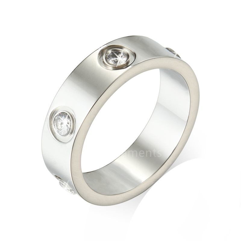 6 diamantes amor tornillo anillo de diseño anillos para hombre para mujeres joyería de lujo clásica mujeres titanio acero aleación chapado en oro oro plata271g