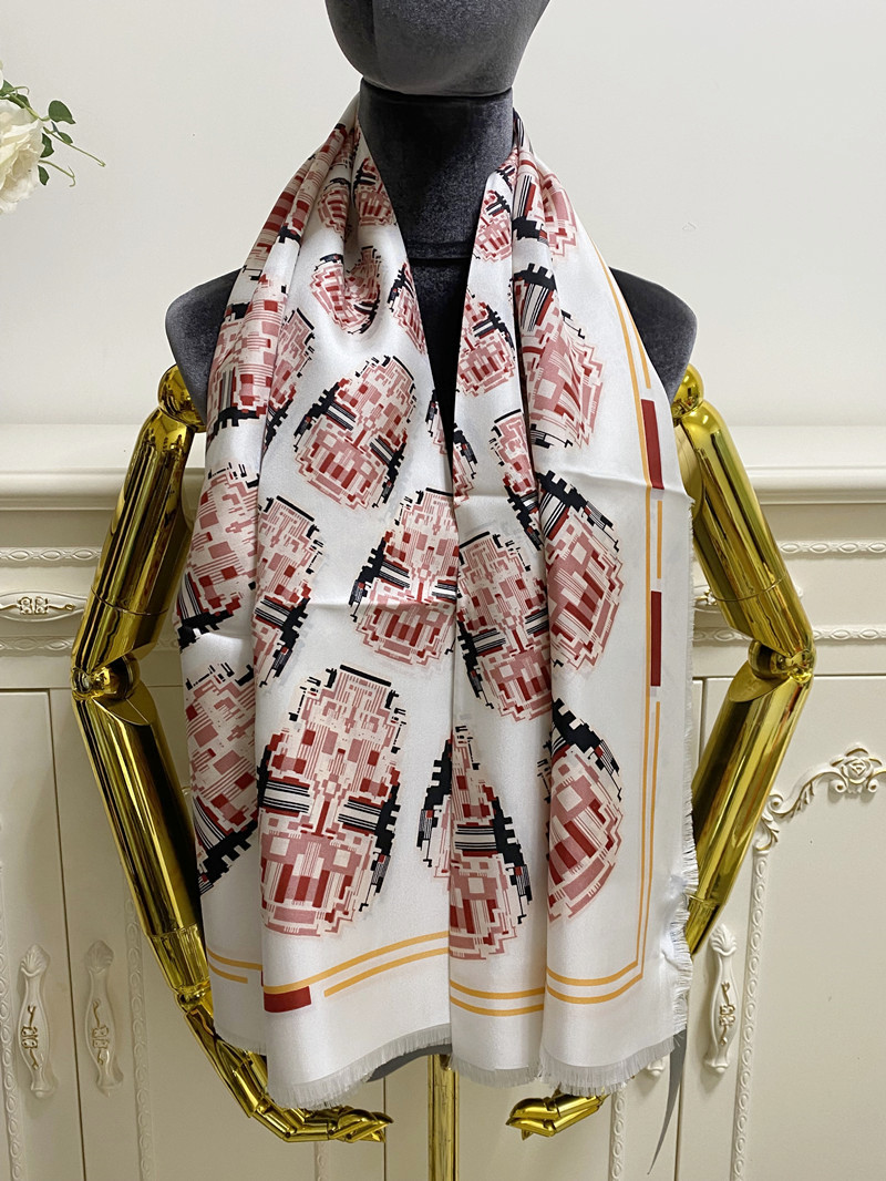 women's square scarf scarves 100% twill silk material white pint letters pattern size 130cm - 130cm