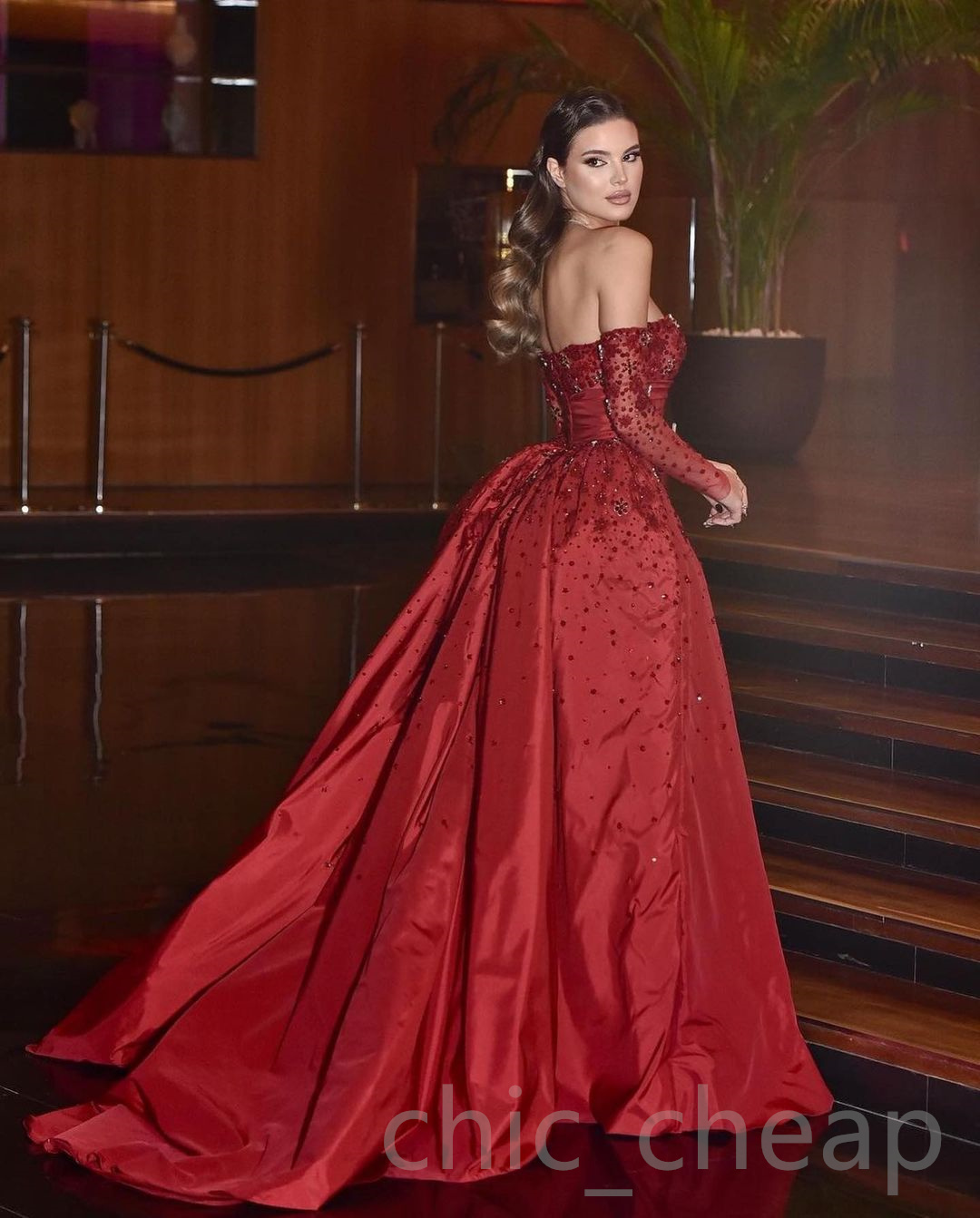 2023 Arabisch Aso Ebi Red Mermaid Prom Dresses Lace kralen Stijlvolle avond formeel feest tweede receptie verjaardag verlovingsjurken jurk zj045