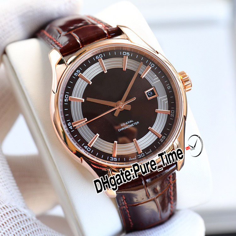 CRF 41mm Hour Vision A8500 Automatic Mens Watch 431.63.41.21.02.001 White Dial Stick Markers Rose Gold Case Brown Leahter Strap Gents New Watches PTOM B28A2