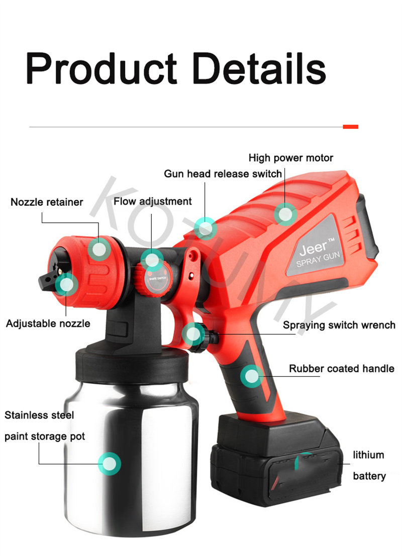 1000 мл лития электрическое распылительное ружье ручное пистолет с высокой мощностью электрическая краска беспроводная домашняя домашняя DIY Easy распыление с батареей 1 шт.