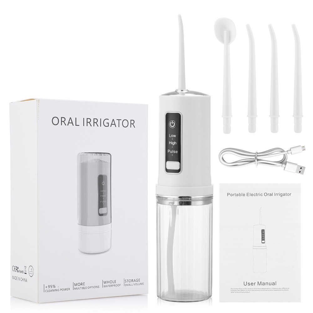 Irrigateurs buccaux Autre irrigateur d'hygiène Nettoyeur de dents électrique Flosser dentaire 360 Buse rotative Jet 230ML Réservoir Nettoyage en profondeur Massage 221215