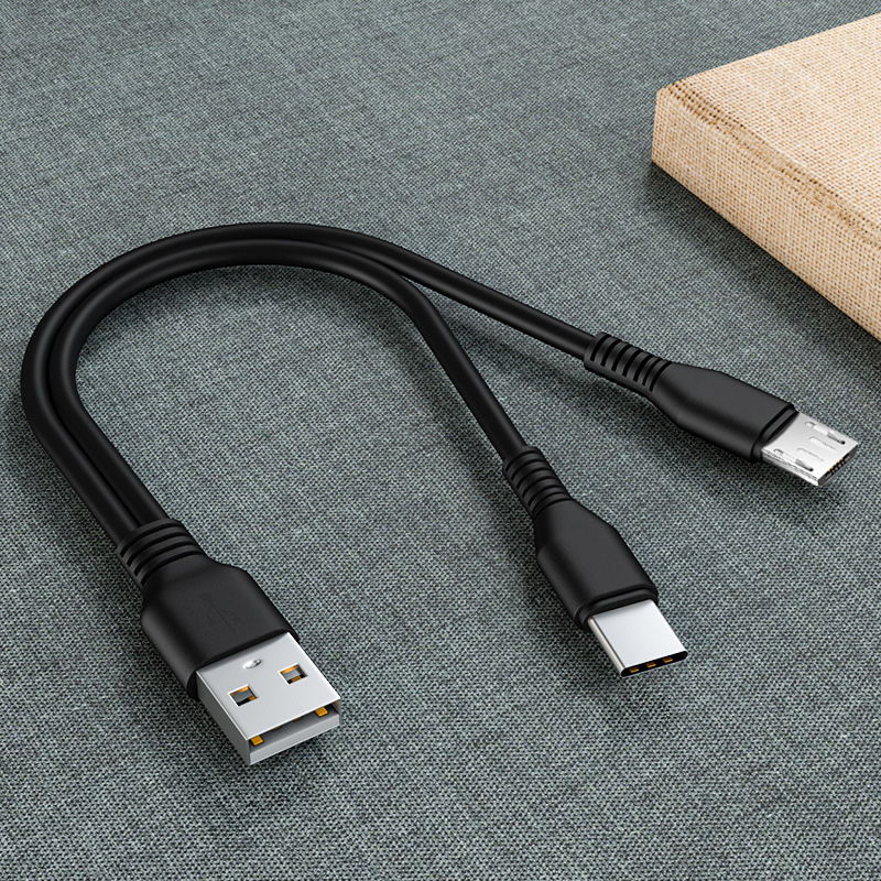 2 em 1 tipo C Micro USB Cabo celular Cabo de carregador r￡pido Dois dispositivos Splitter Micro USB C Fio para Samsung S21 Xiaomi Mi 11