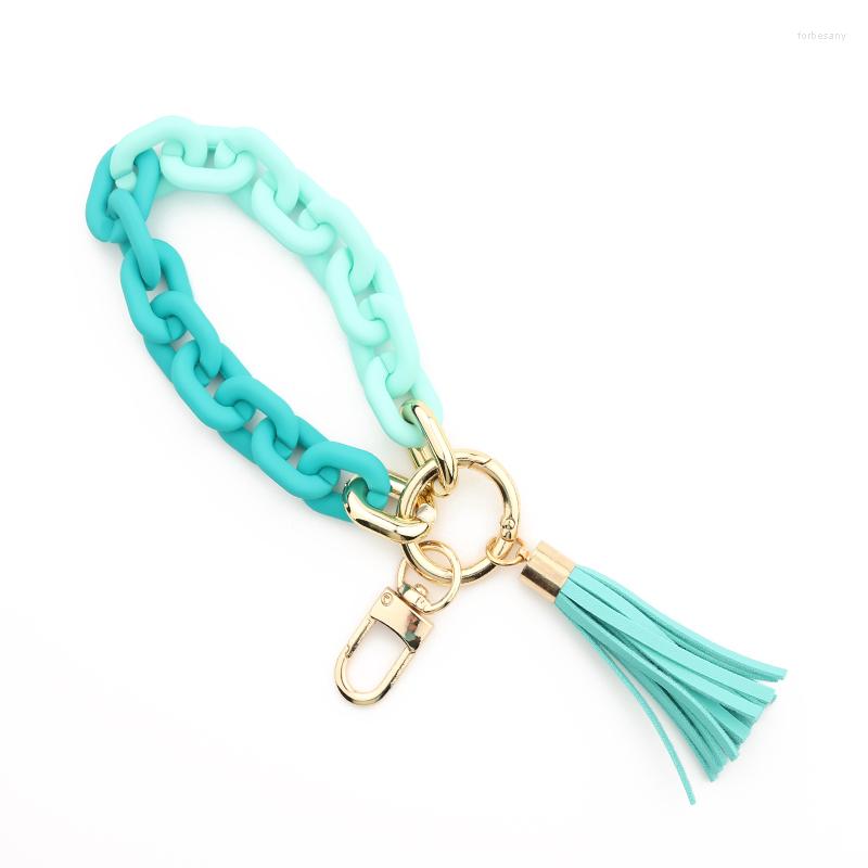 Chaveiros Acrílico Cadeia Chaveiro para Chaves Colorido Tassel Keyring Mulheres Homens Pulseira Pulseira Encantos 2022 Moda Jóias252Y