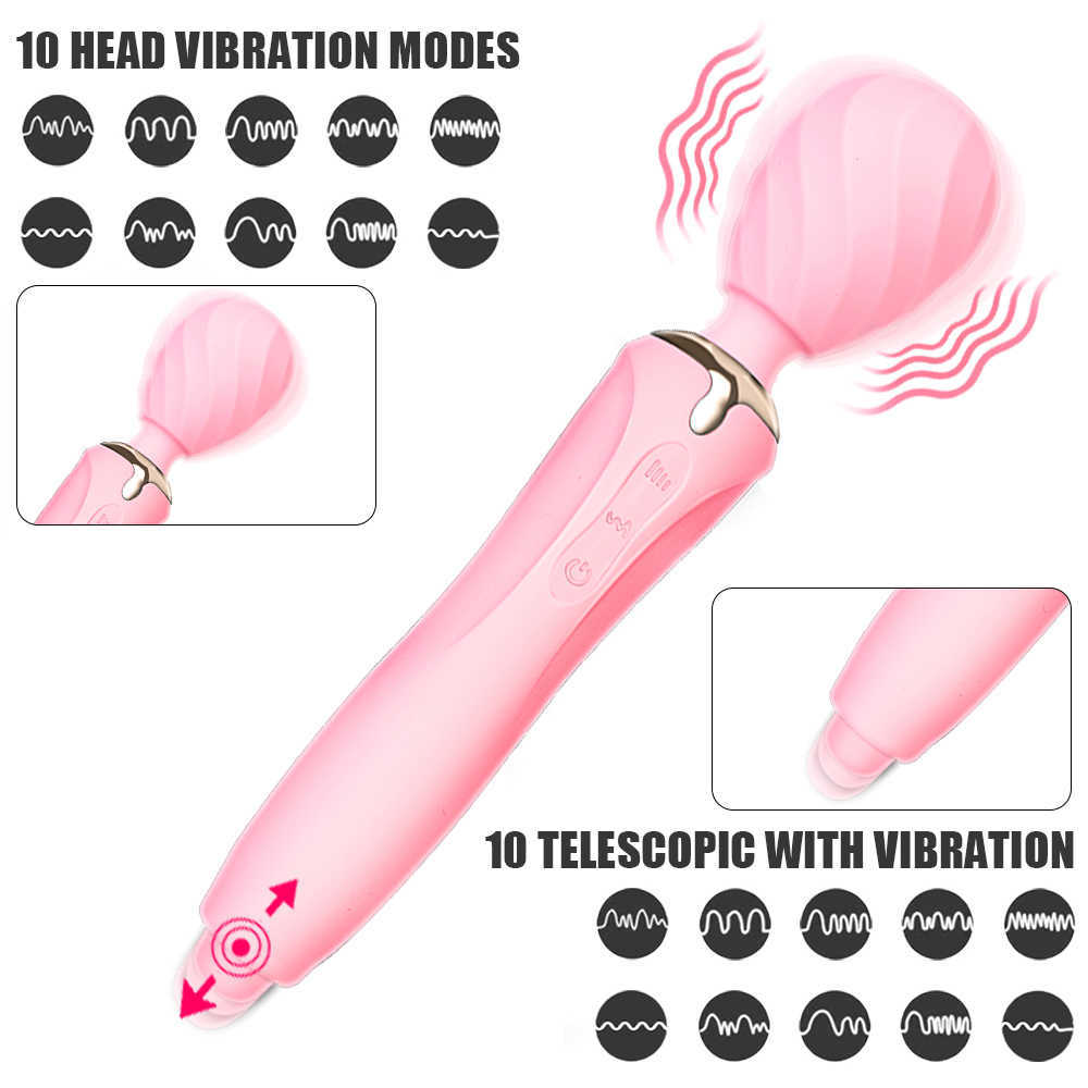 Beauty Items 25cm Magic Wand Stretching Tail Vibrator For Women Nipple Clit Stimulator Vaginal Anal Plug sexy Toy Big Dildo Female Masturbator