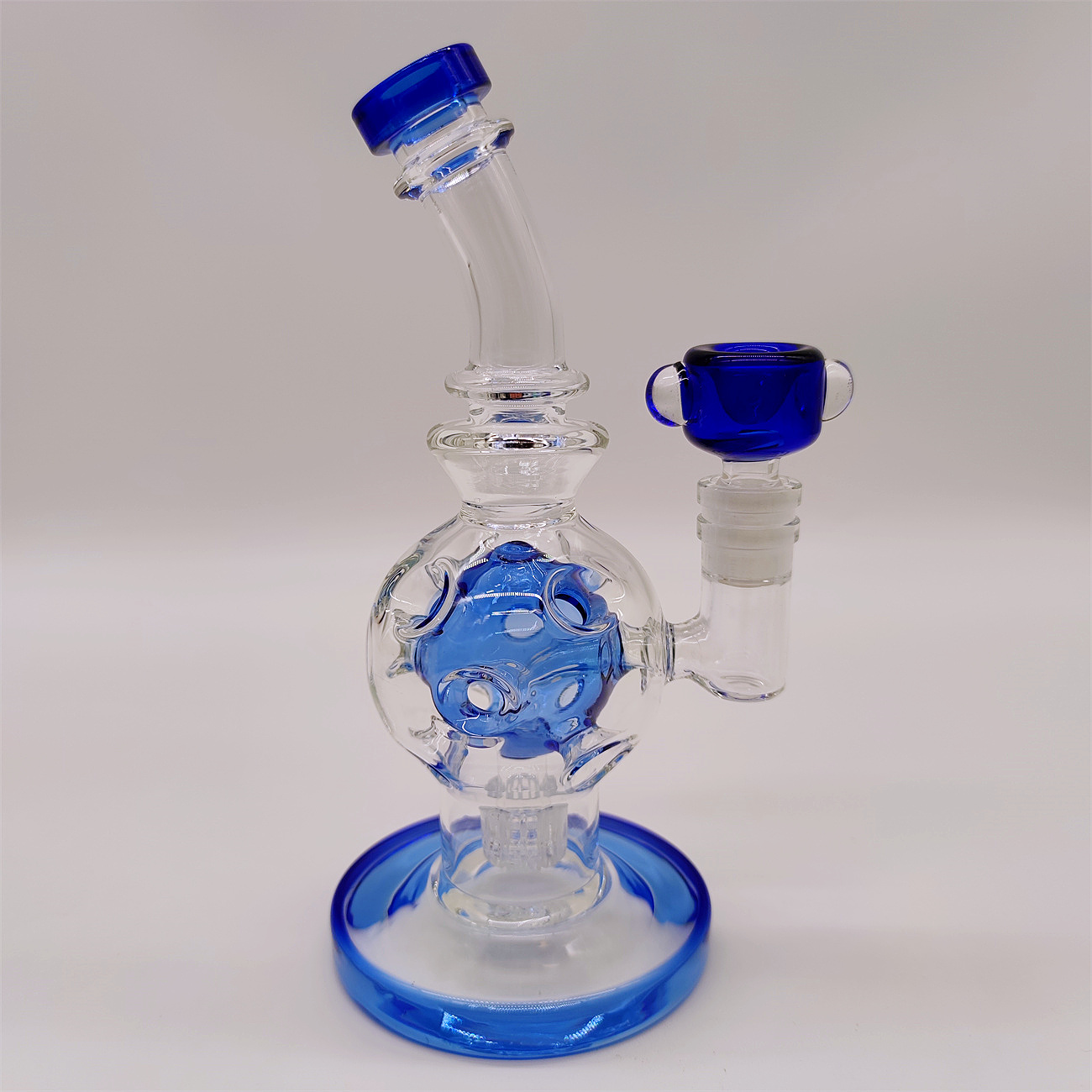 2022 8 -calowa szklana rura wodna Bong Rig Rig Recycler Rury Bongs Bong okrągłe gniazdo grzebienia filtra rur dymu 14,4 mm staw z regularnym mowlbanger