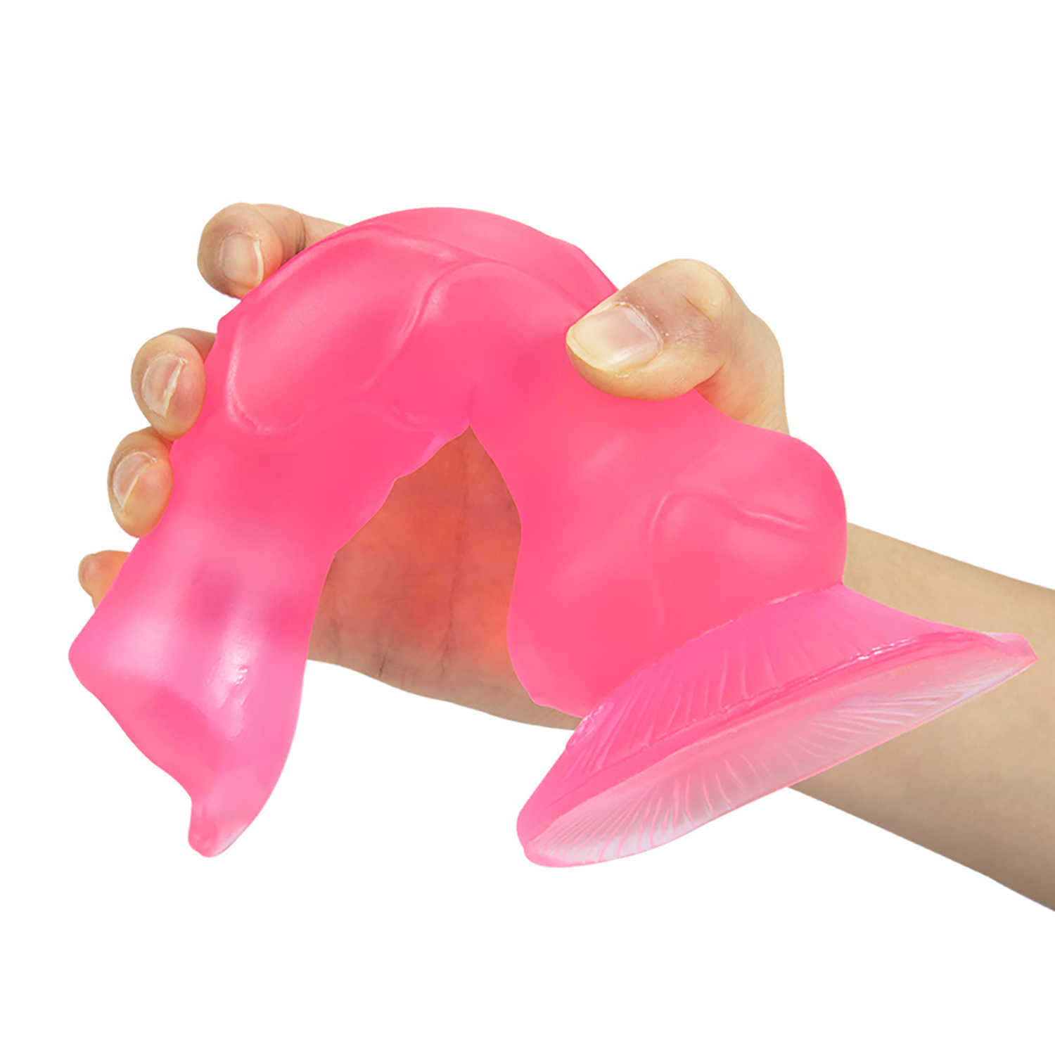 Articles de beauté Simulation Pénis de Chien Godes Énormes Plug Anal Doux Phallus avec Ventouse Stimuler le Vagin et l'Anus Grosse Bite Jouets Sexy pour Femmes