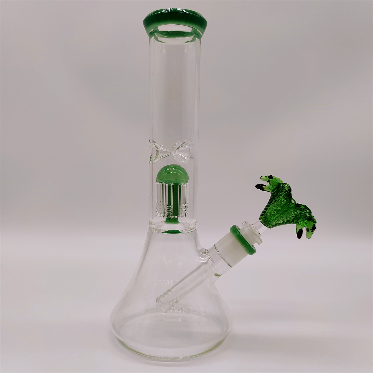 2021 tubería de agua de vidrio Heady Bong 12 pulgadas Crema Verde Hookah Glass Bong Dabber Rig Recycler Pipes Agua Bongs Tubería de humo 14.4 mm Hembra Cabeza de serpiente Tazón conjunto