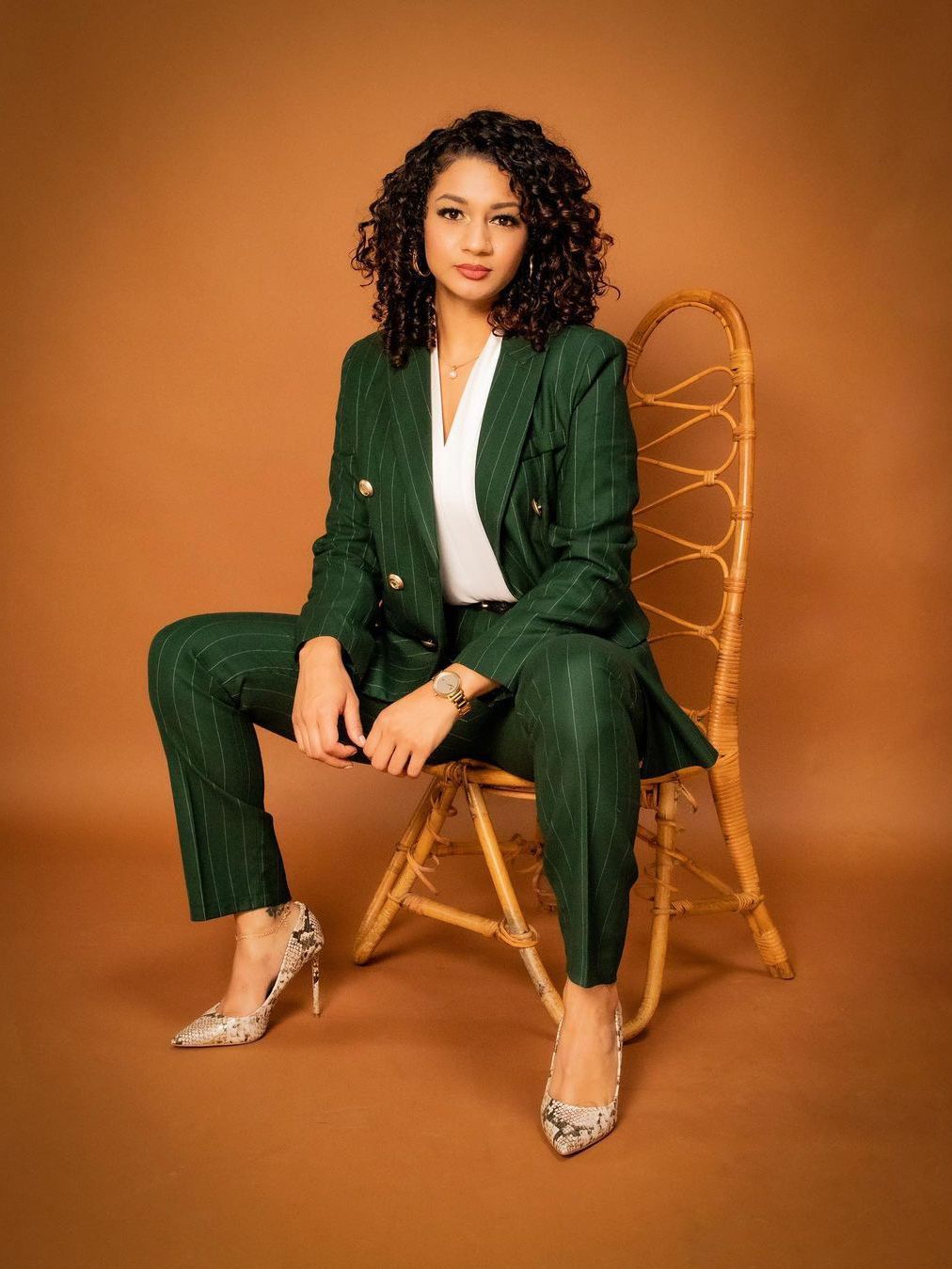 Celebrity Women Blazer Suits Green Stripes Custom Made Evening Party Formal Birthday Work Wear 