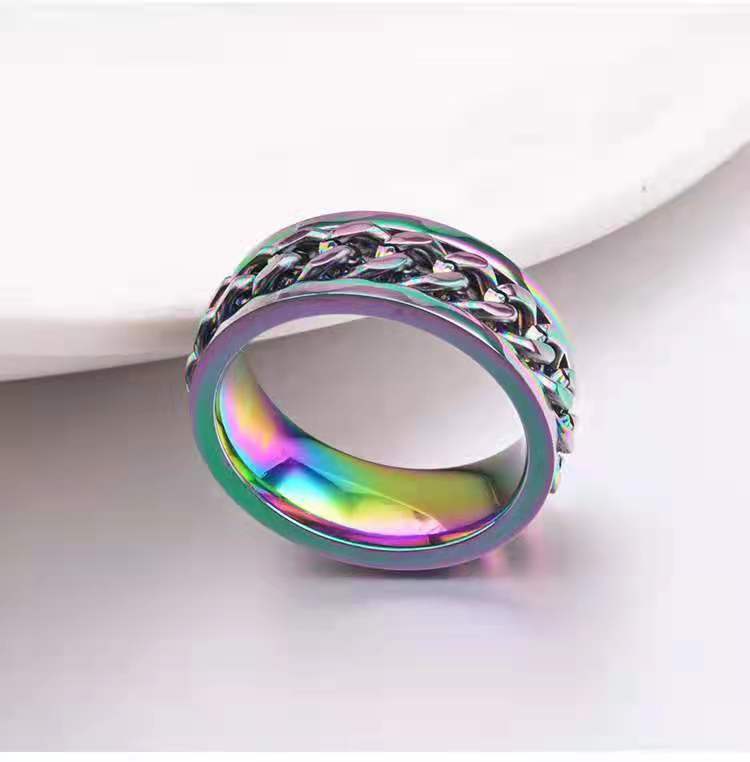 Herrspinnar fidget ringer kedjor rotation ring f￶r m￤n 8mm rostfritt st￥l intertwine ringar