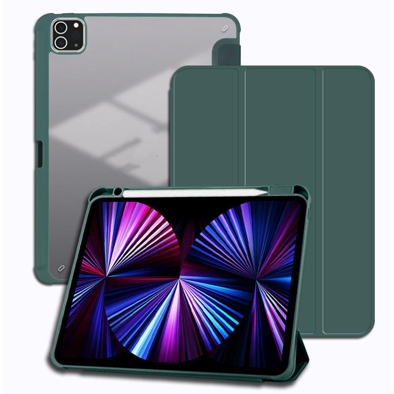 Hybrid akryl för iPad-fodral 2022 10.2 8:e 9.7 Mini 6 7.9 2021 Pro 11 10.5 Air 1 2 3 4 5 Med pennfack Transparent Back Shell Cove