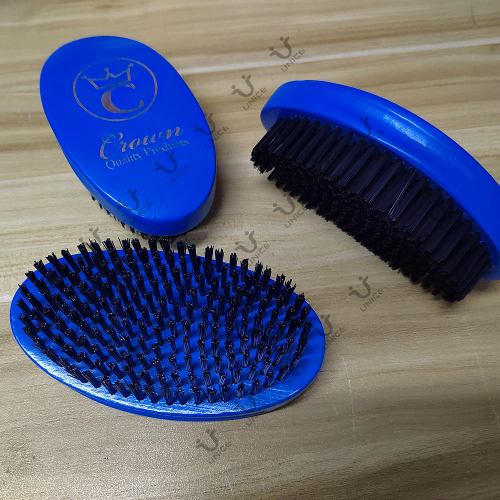 Suministro para Amazon Wave Brush MOQ 100 piezas OEM Logotipo personalizado Cepillo para barba Curva media 360 Ondas Cepillos de palma negros con cerdas de jabalí