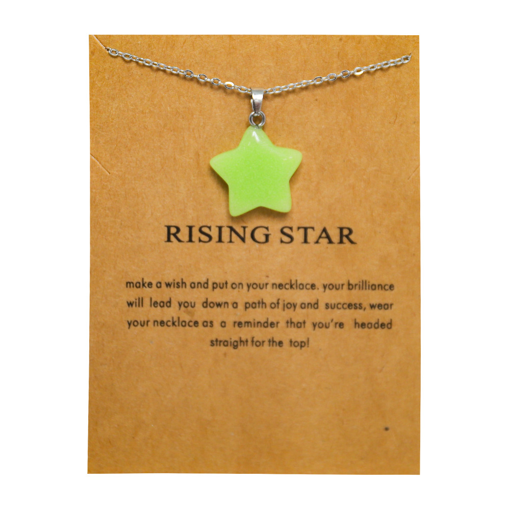 Rising Star Luminous Kamienna wisiorek niebieski zielony blask światło w ciemnym naszyjniku do tworzenia biżuterii z kartą