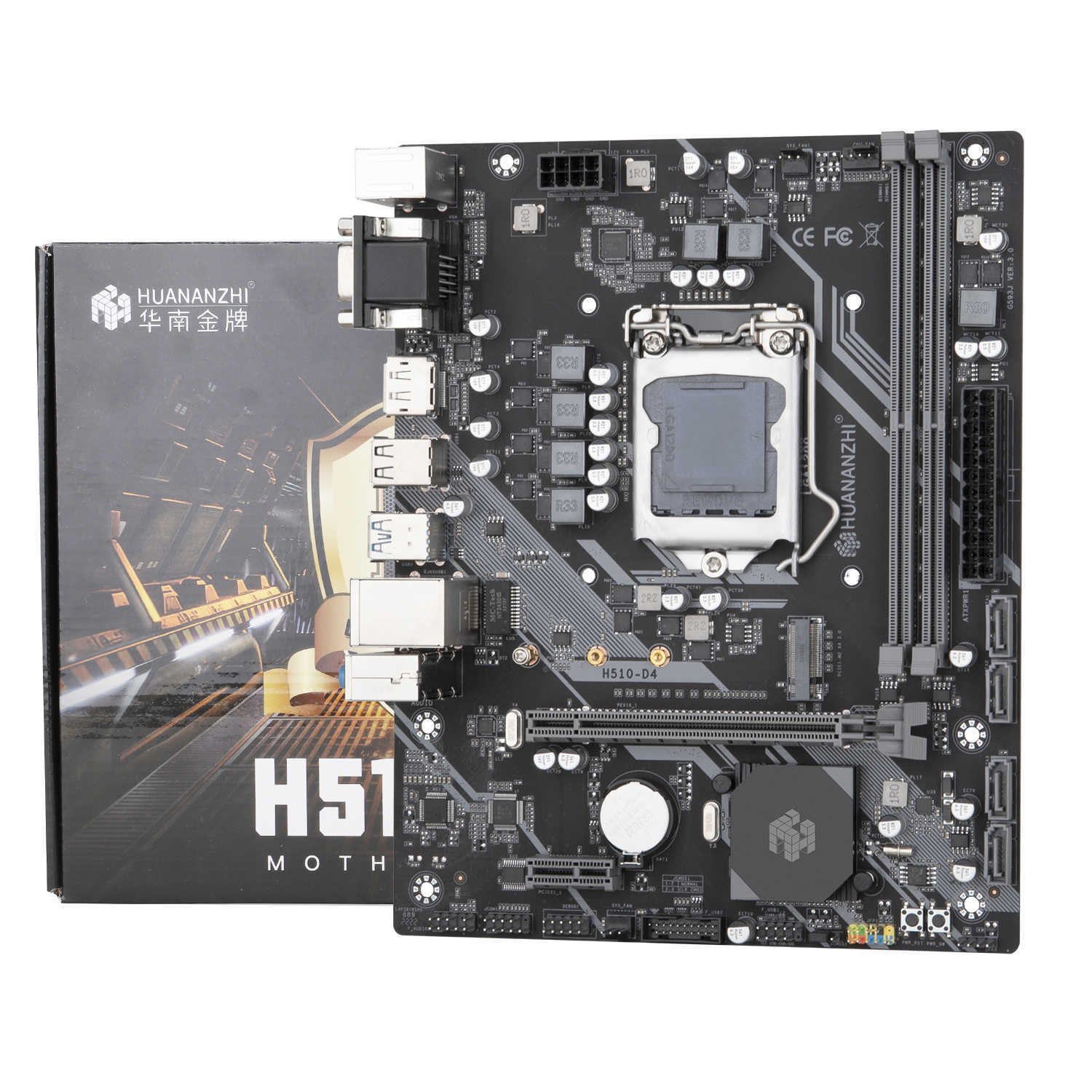 Huananzhi H510 D4 M-ATX MotherBoard Intel LGA 1200 Support 10 11 Geração DDR4 2400 2666 2933MHz 64G M.2 NVME SATA3.0 USB3.0