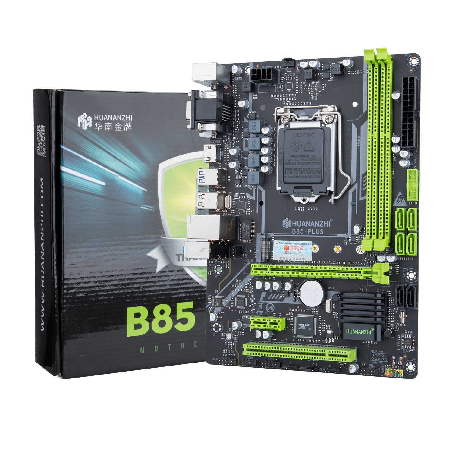 Huananzhi B85プラスマザーボードM-ATX Intel LGA 1150 I3 I5 I5 I7 E3 DDR3 16GB M.2 SATA3 USB3.0 VGA DVI HDMI互換メインボード