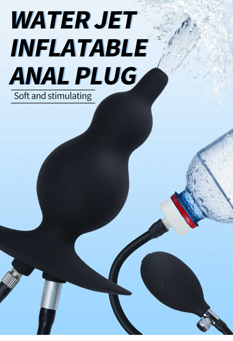 Beauty Items 2in1 Inflatable Anal Enema Cleaning Nozzle Plug Anus Dilator Silicone Butt Vagina Dildo Pump Prostate Massage sexy Products