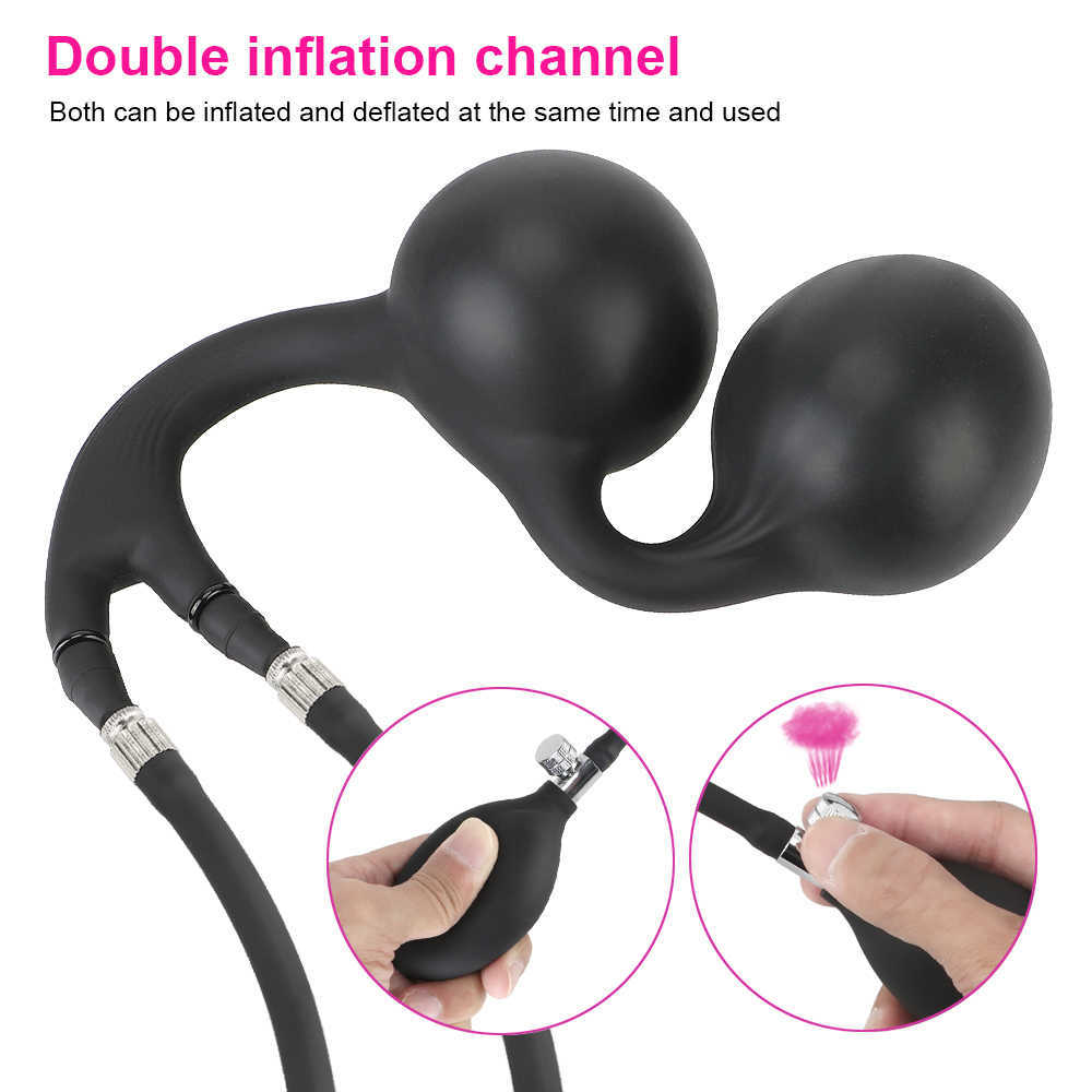 Beauty Items sexy Toys for Men Women Anus Expander Huge Inflatable Anal Beads Adult Products Prostate Massager Silicone With Metal Ball