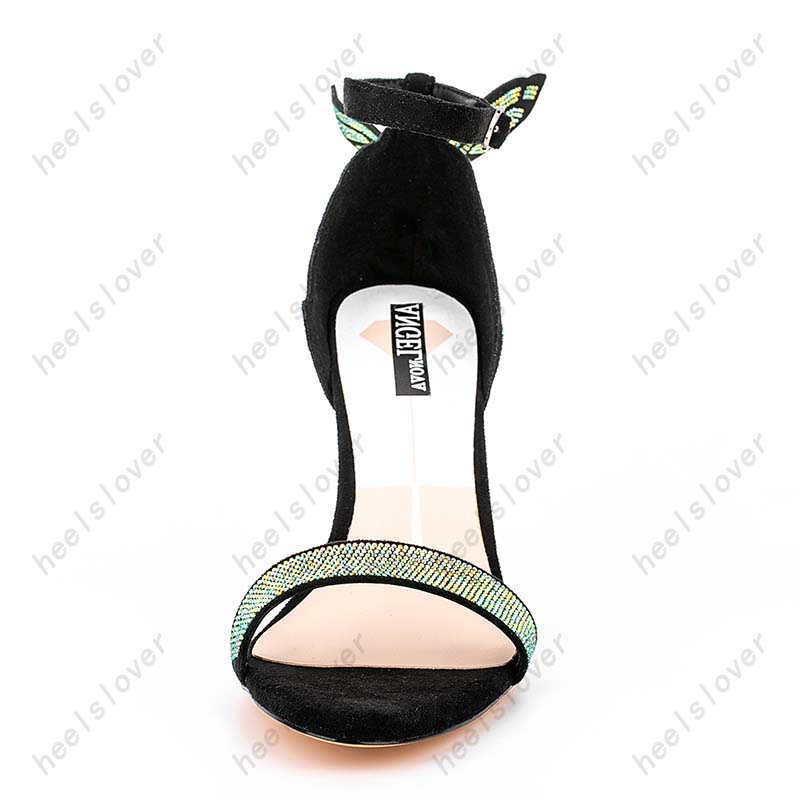 Heelslover New Fashion Women Summer Sandals Butterfly Sexig stilett klackar Öppen tå vackra svarta festskor damer USA storlek 5-13