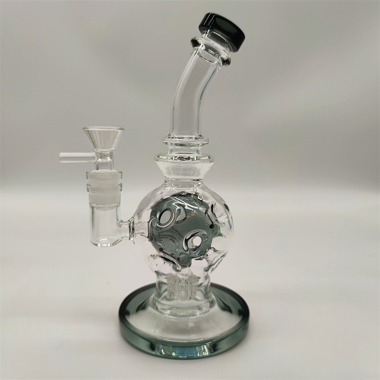 2022 8 Inch Heady Bong Glass Water Pipe Bong Dabber Rig Recycler Pipes Bongs Bllue Round Nest Comb Filter Smoke Pipes 14.4mm Female Joint with Regular Bowl&Banger