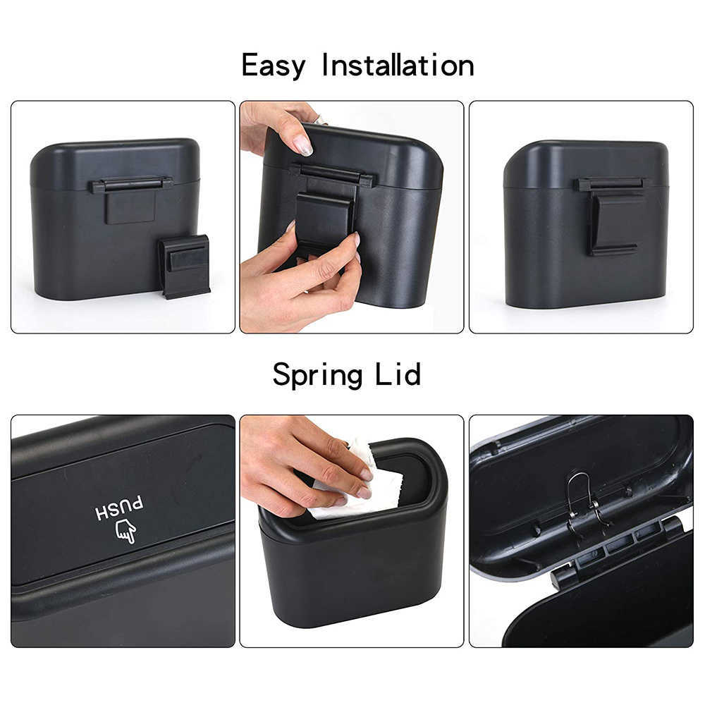 Portable Hanging Mini Car Trash Can Wastebasket Trash Can with Lid for Car Office Home Auto Storage Bin Accessories