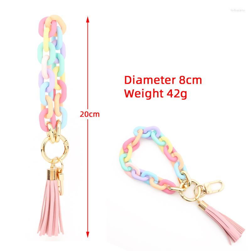 Chaveiros Acrílico Cadeia Chaveiro para Chaves Colorido Tassel Keyring Mulheres Homens Pulseira Pulseira Encantos 2022 Moda Jóias252Y