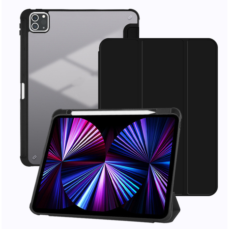 Hybrid akryl för iPad-fodral 2022 10.2 8:e 9.7 Mini 6 7.9 2021 Pro 11 10.5 Air 1 2 3 4 5 Med pennfack Transparent Back Shell Cove